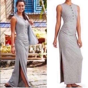 Athleta navy/Gray Sleeveless Crew Neck Sheath Maxi Dress